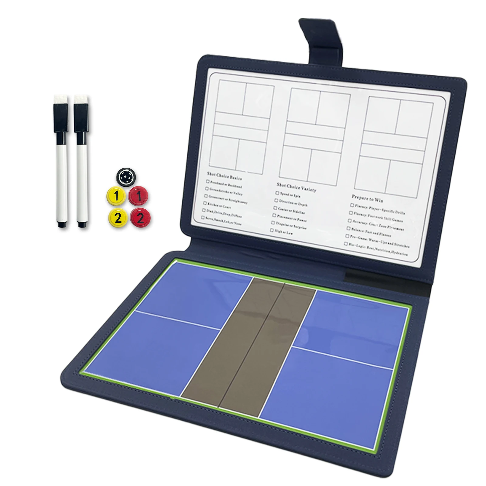 Folding Pickleball Coaching Board Double-Sided Magnetic Writable Erasable Game Training Portable 12.6 X 9.6 in Strategy Board