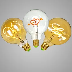 1PC Edison Vintage LED Bulb, Support Dimming E27 Heart Antique LED Filament Lamp 4W Decorative Bulb Antique Lamp 2200K