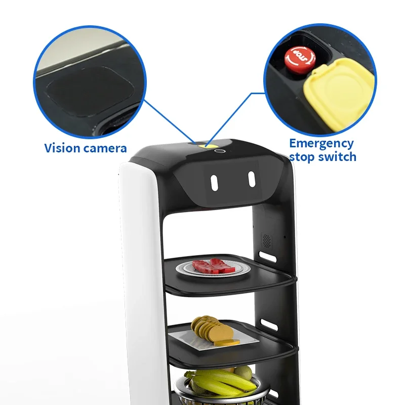 Precio de fábrica restaurante Pizza comida Robot inteligencia interior entrega de alimentos Robot sin conductor Catering Hotel servicio camarero Robot