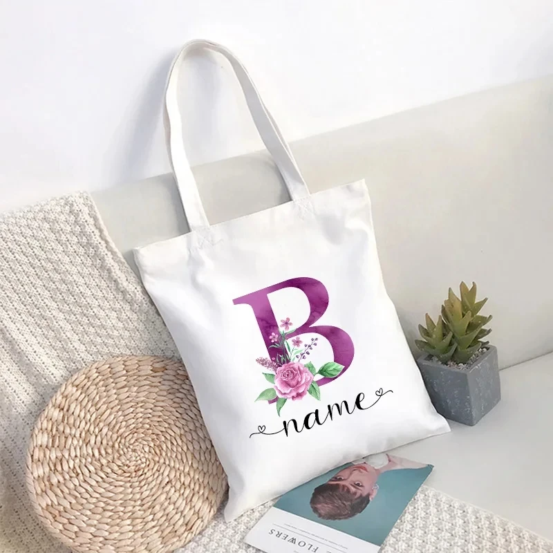 Fashion 26 Letters Ladies Printed Shoulder Bag Bridesmaid Tote Bridal Bachelorette Party Eco Large Capacity Shopping Bags