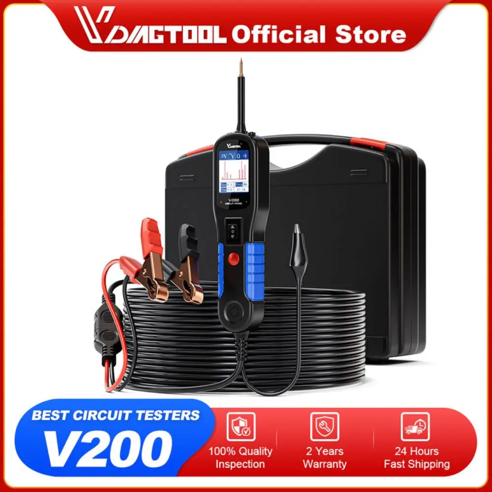 

VDIAGTOOL V200 12V/24V Automotive Circuit Tester Power Circuit Probe Kit Electrical System Diagnostic Tool 20FT Extension Cable