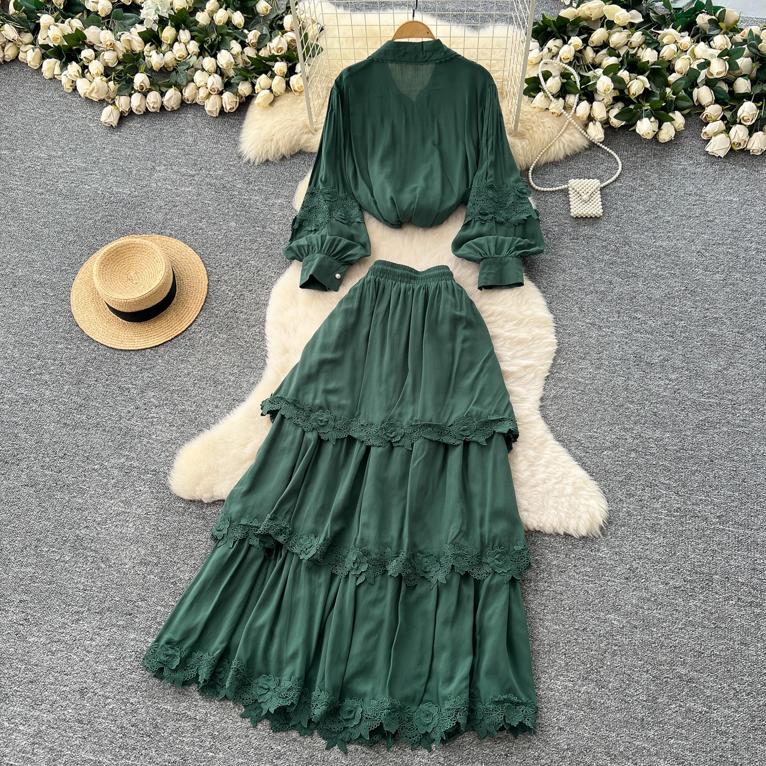 Chic vintage Spliced Tiered  slim Elegant Fairy korean fashion Boho Sundress women clothing Long dress