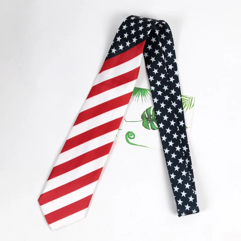 Sternförmige gestreifte amerikanische/USA-Krawatte aus Dacron mit Flaggenmotiv, Unisex-Krawatte für Erwachsene, für Partys, Auftritte, Business, Urlaub, Accessoires – Detail 2