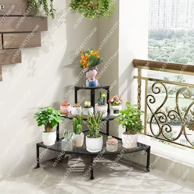 3-Tier Corner Metal Flower Ladder Plant Stand for Display Shelves
