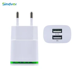 Sindvor 2.1A/1.0A Wall Charger Dual Ports Travel Charger Mini USB LED Light Fast Charging Power Adapter for iPhone Android Phone