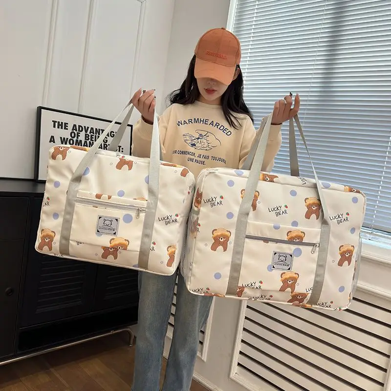 大容量ポータブルトラベルバッグ女性用ハンドヘルド荷物バッグ短期旅行用学生外出バッグマタニティバッグ収納バッグ