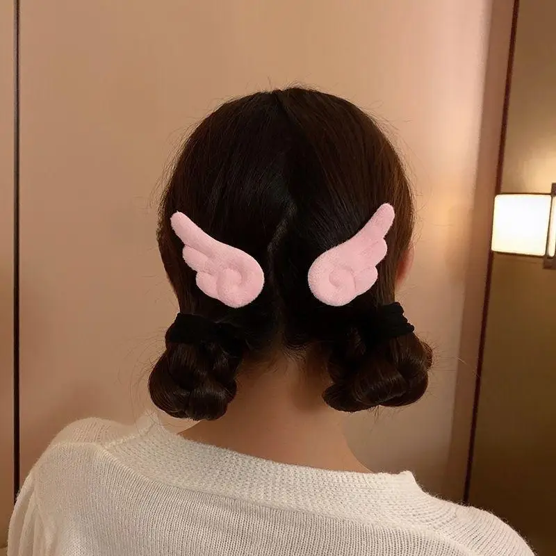 2Pcs Fluffy Soft Angel Wing Hair Clips Adorable Plush Hair Barrettes for Little Girls Dance Performance Wear