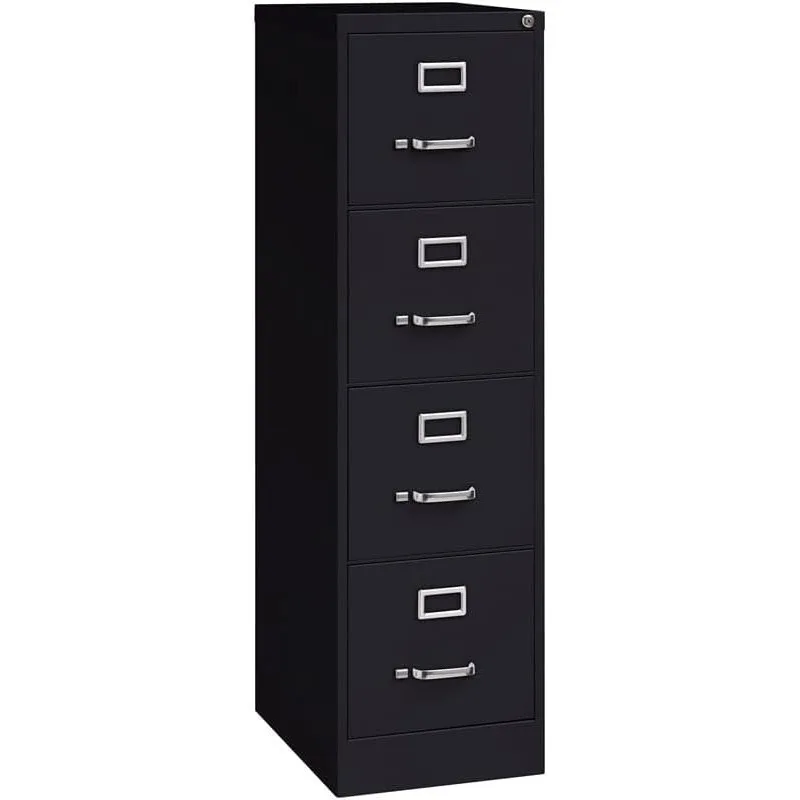 

22" Deep Commerical Grade 4 Drawer Letter File Cabinet in Black, Fully Assembled