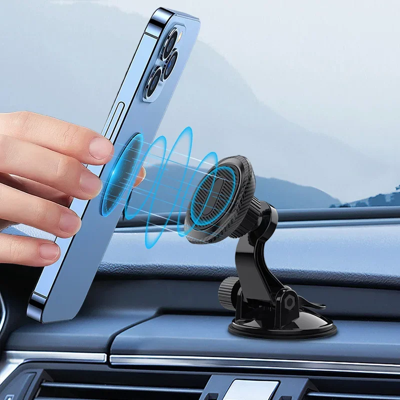 Universal Magnetic Car Phone Holder Mount Suction Cup Magnet Mobile Cellphone Support Stand for Android/ iPhone 13 14 15 Pro Max