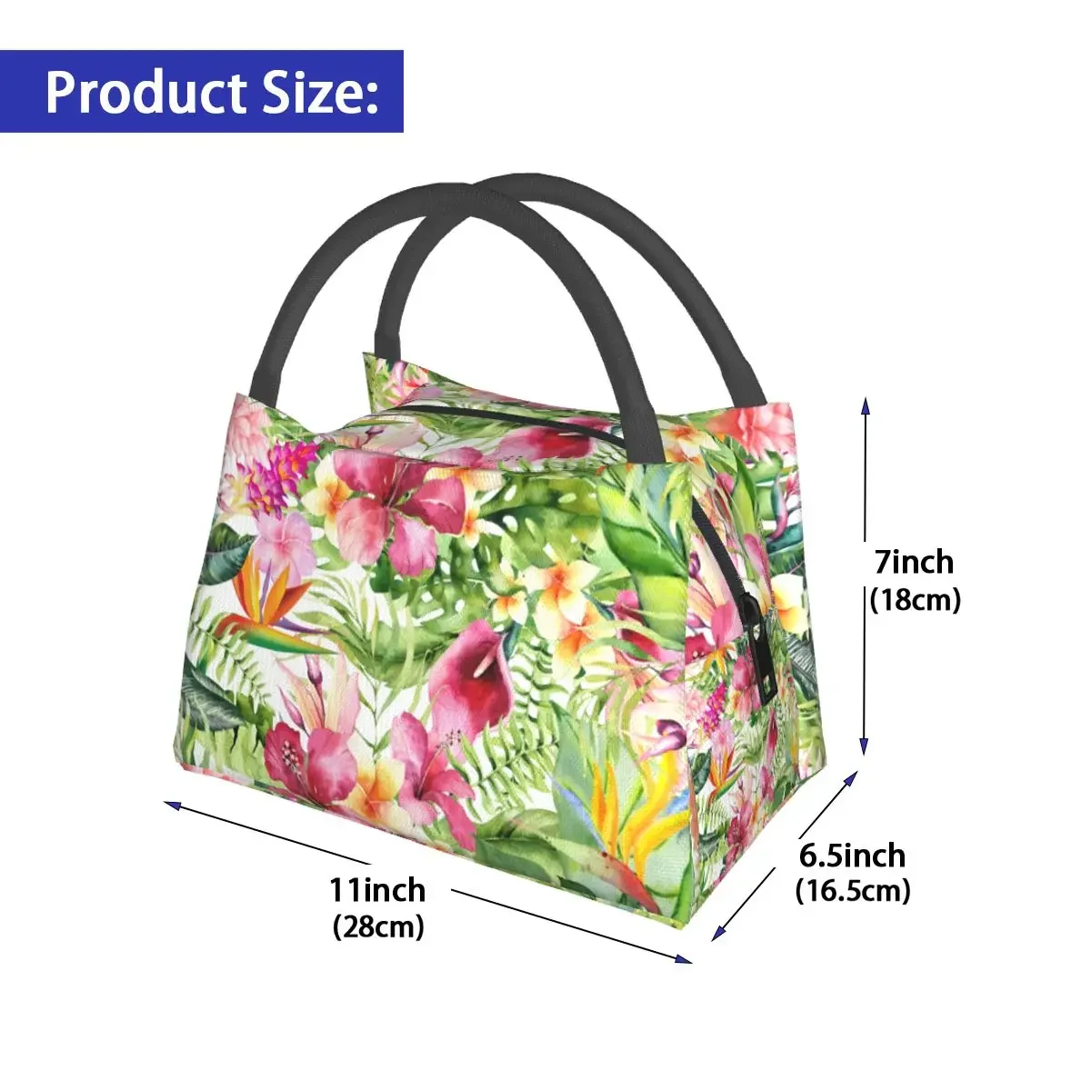 Bolsa de almuerzo de flores brillantes, fiambrera de diseño gráfico Floral Hawaiano Tropical, bolsa enfriadora de viaje, bolsas de comida