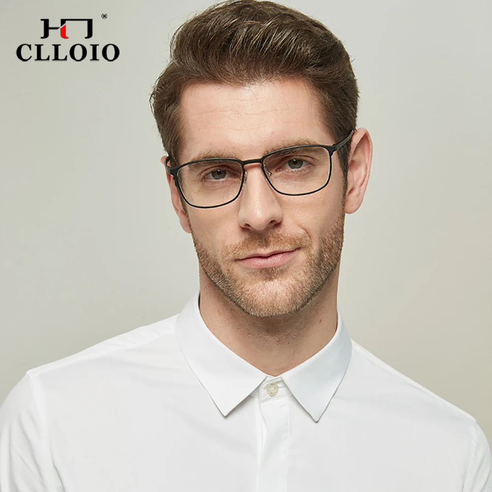 CLLOIO Classic Men's Anti Blue Light Reading Glasses For Women Myopia Prescription Customized Eyeglasses Metal Optical Frame