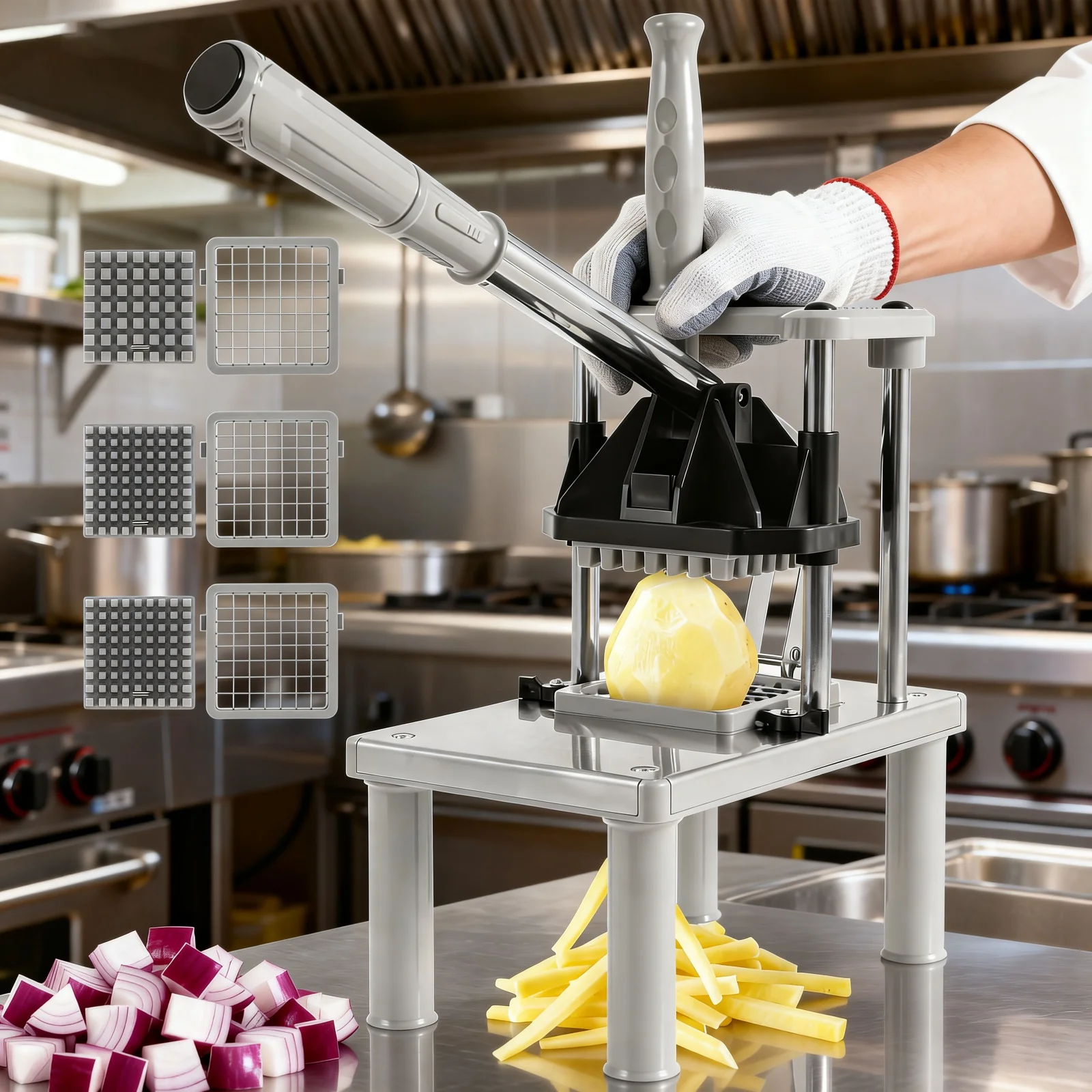 

Commercial Vegetable Fruit Chopper Heavy Duty Stainless Steel Food Dicer Professional French Fry Cutter for Tomato Peppers