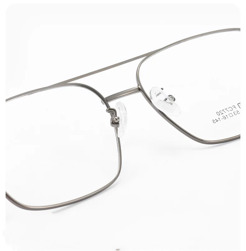 แว่นตาโลหะทรงสี่เหลี่ยมสำหรับผู้ชาย แว่นตาอ่านหนังสือคอมพิวเตอร์ เลนส์สายตา แว่นตาแบบสองบริดจ์สำหรับผู้ชาย +25 ถึง +6.0
