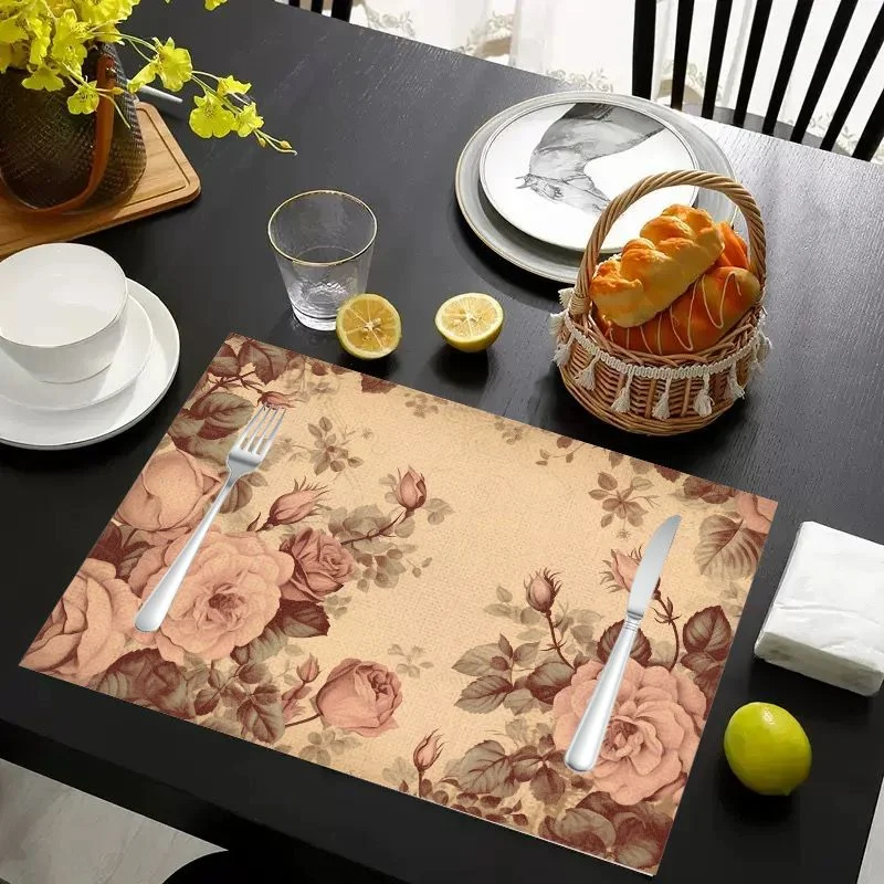 VIKAMA Placemat Tropical Jungle Botanical Print, Waterproof Oil-Proof Heat-Resistant Dining Table Mat for Home