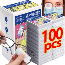 10/100pcs Anti-Fog Cleaner Wet Wipe Disposable Eyeglasses Cleaning Len Cloth Independent Packaging Screen Glasses Cleaning Tool
