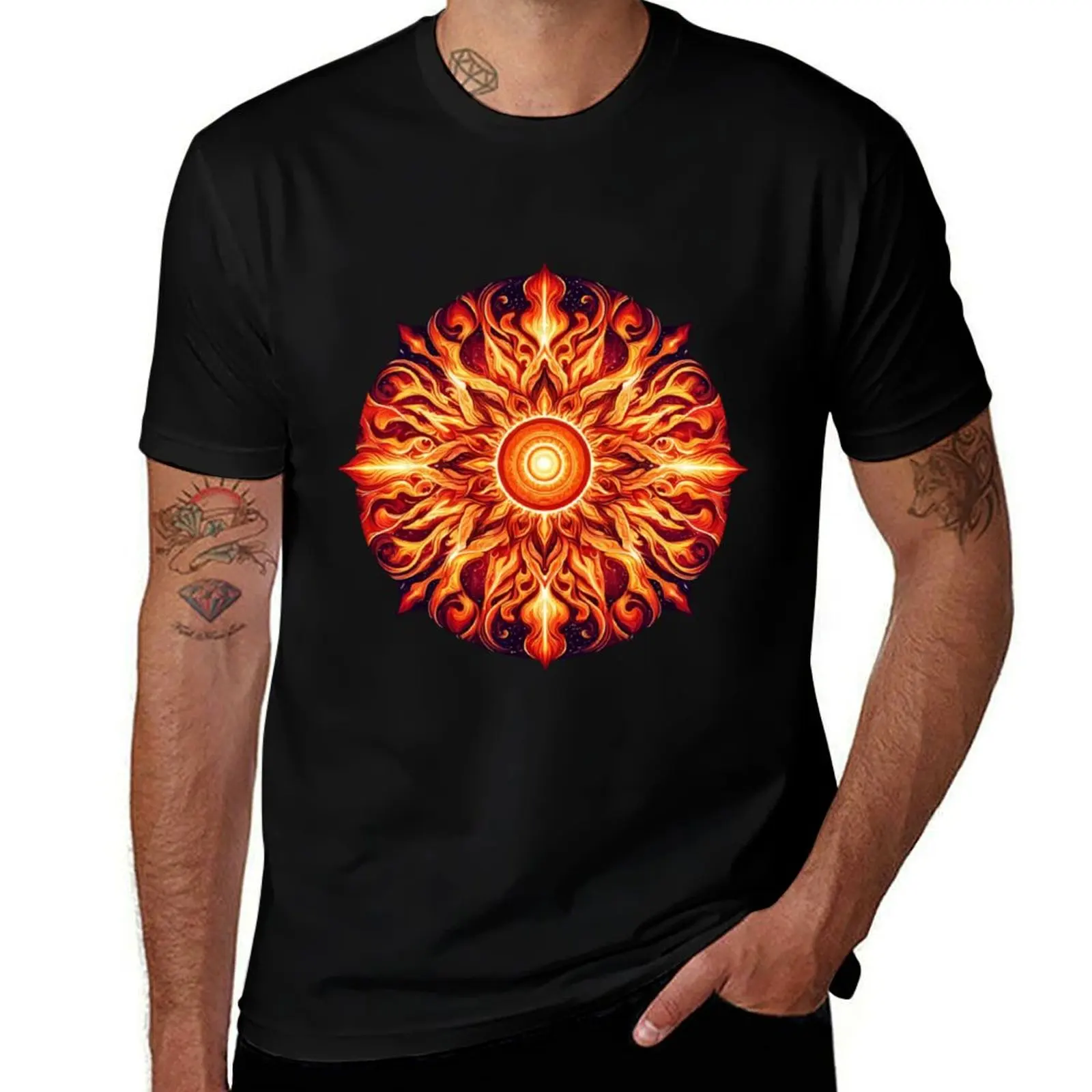 Blaze Core Mandala T-Shirt Simple Line Art Print Tee T-Shirt