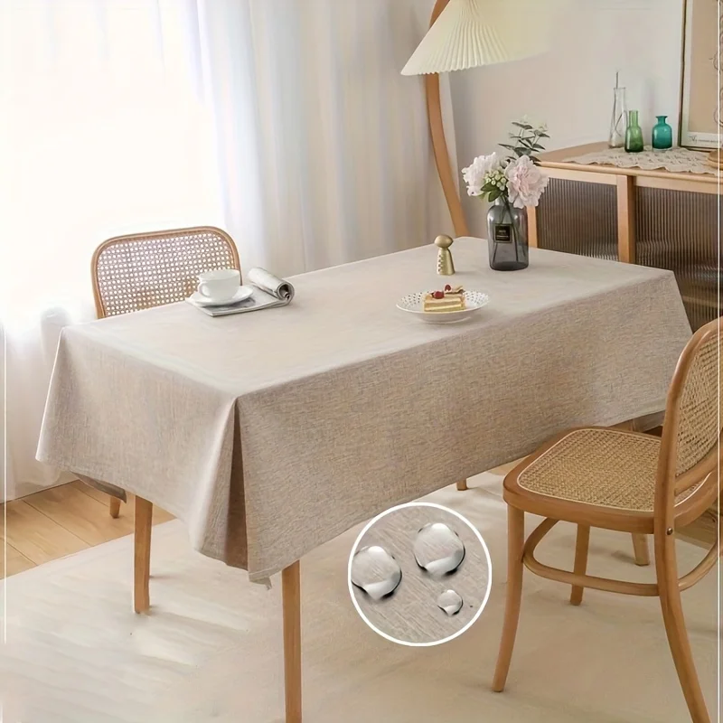 Beige polyester rectangular tablecloth - Modern, minimalist and elegant designxzj