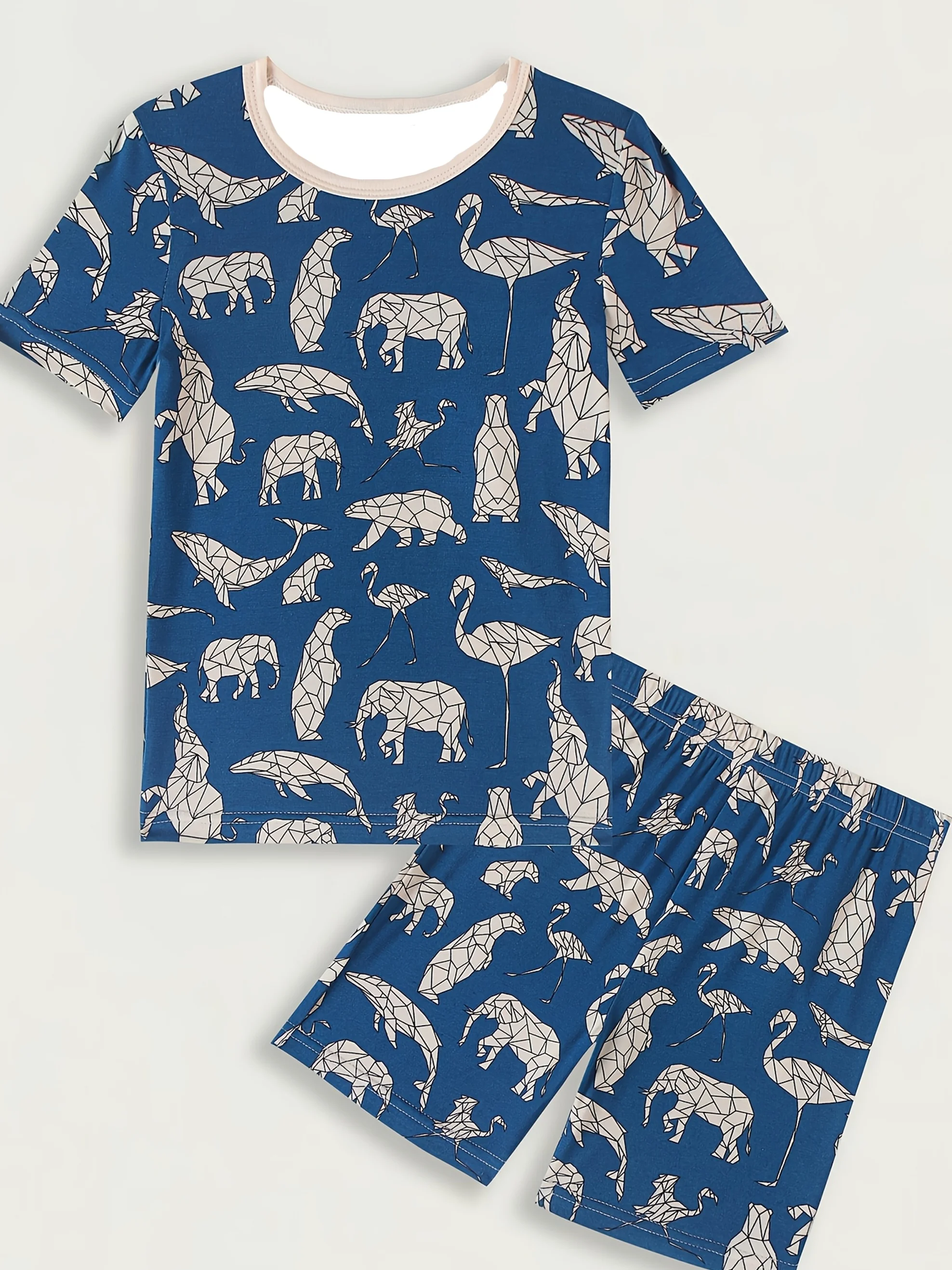 

Two Piece Set of Short Sleeved Shorts and Tight Fitting Pajamas for Boys and Girls Made of Bamboo Fiber Fabric for Close Fitting