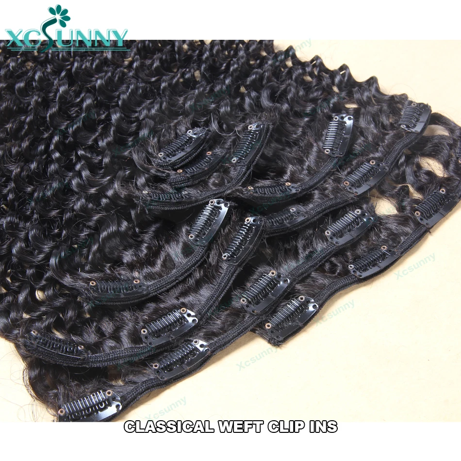 PU Clip In Hair Extensions Human Hair Loose Curly For Black Women Burmese Weft Clip Ins Extensions Curly 240g For Full Head