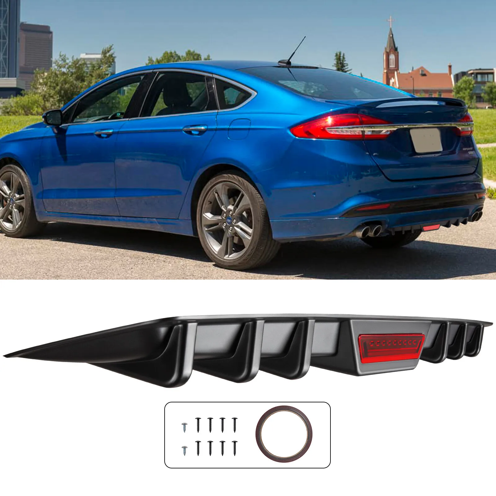 Car Rear Bumper Diffuser Lip Spoiler Splitter Body Kit For Ford Fusion 2004-2020