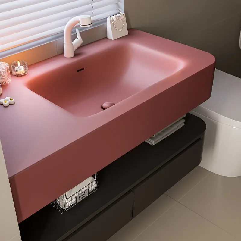Integrated Basin Bathroom Cabinet Combination Light Luxury Hotel Style Wash Table Hand Washbasin
