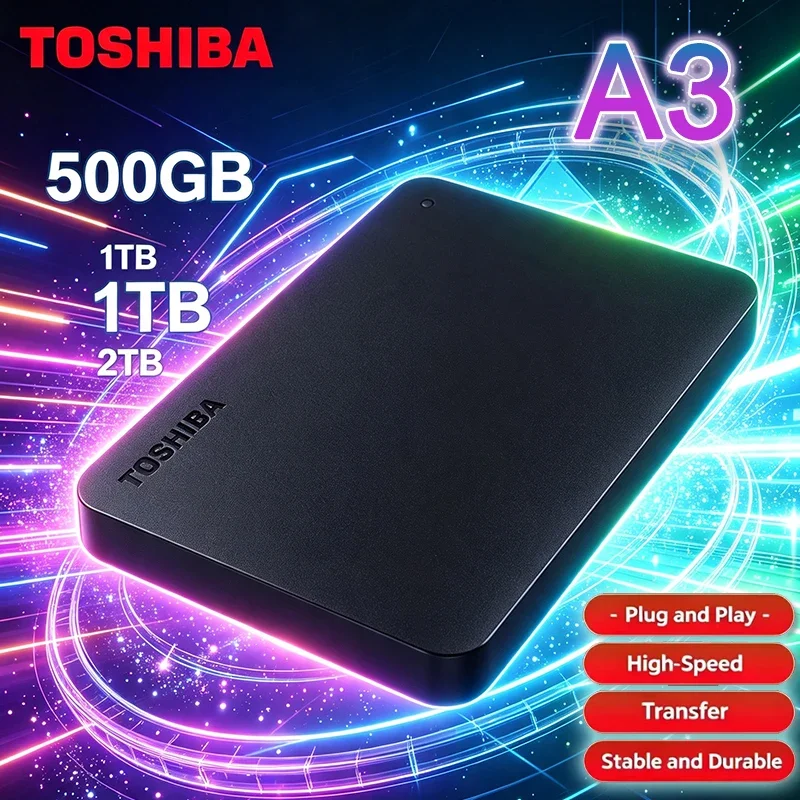 New Toshiba A3 HDTB420XK3AA Canvio Basics 500GB 1TB 2TB Portable External Hard Drive USB 3.0, Black Portable External Hard Drive