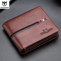 Cartera de cuero genuino BULLCAPTAIN, cartera de negocios de diseñador de marca para hombre, monedero de almacenamiento multifunción, paquete de tarjetas Rfid, cartera para hombre