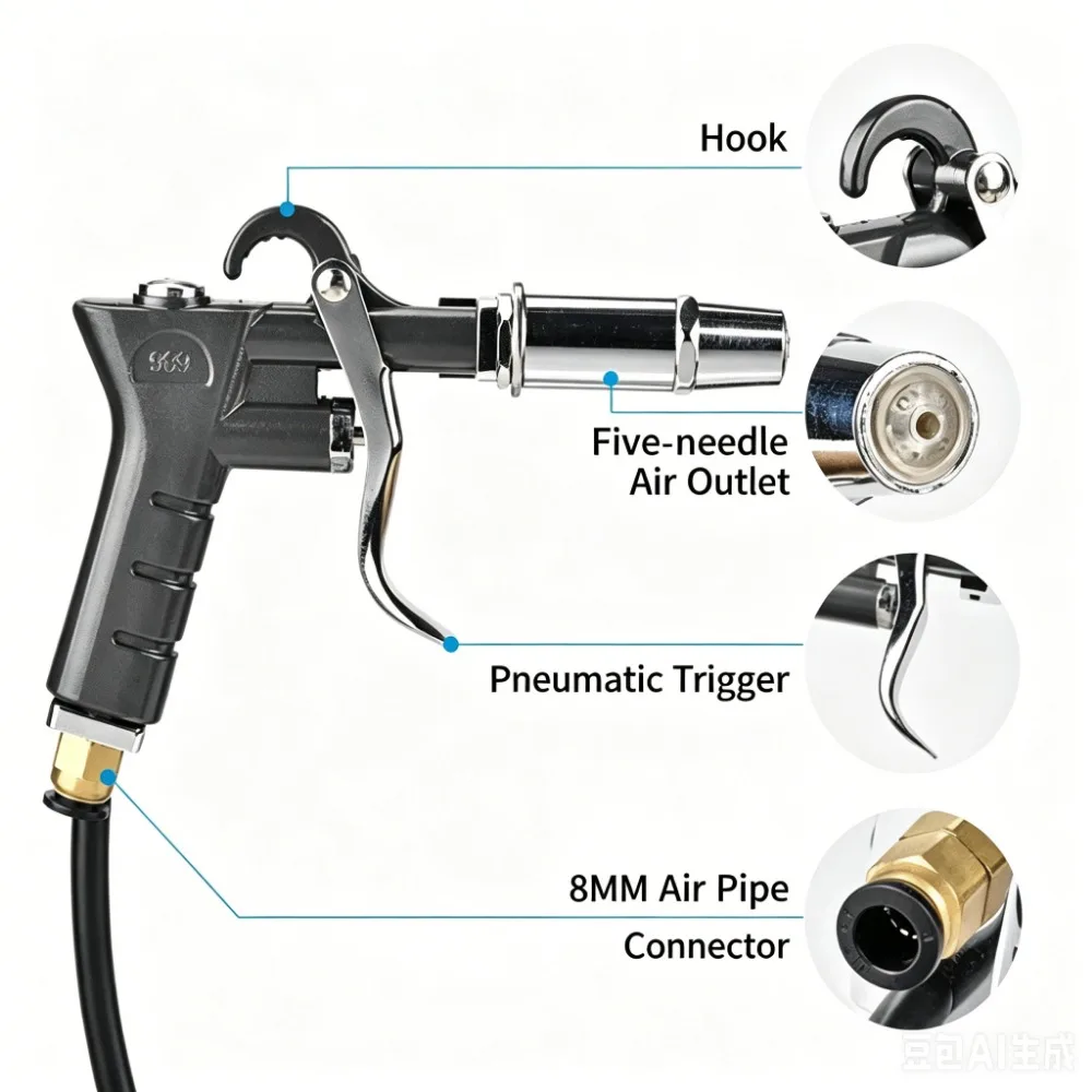 Industrial Anti static Ion Air Gun SL 004 Static Eliminator with SL 007 4 6KV High Voltage Generator 110V 220V Optional