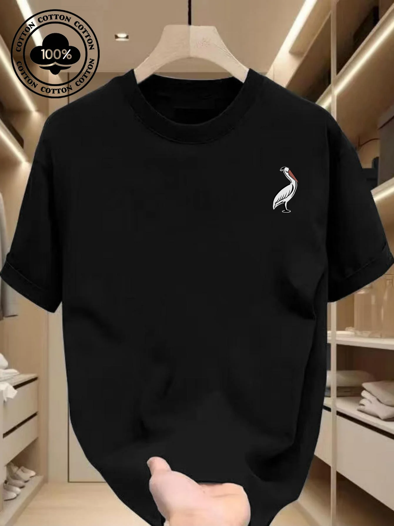 

Men's 100% Cotton Casual T-Shirt – Soft & Comfortable Round Neck Tee with Stylish Goose Print, Perfect for Casual Attire and Out