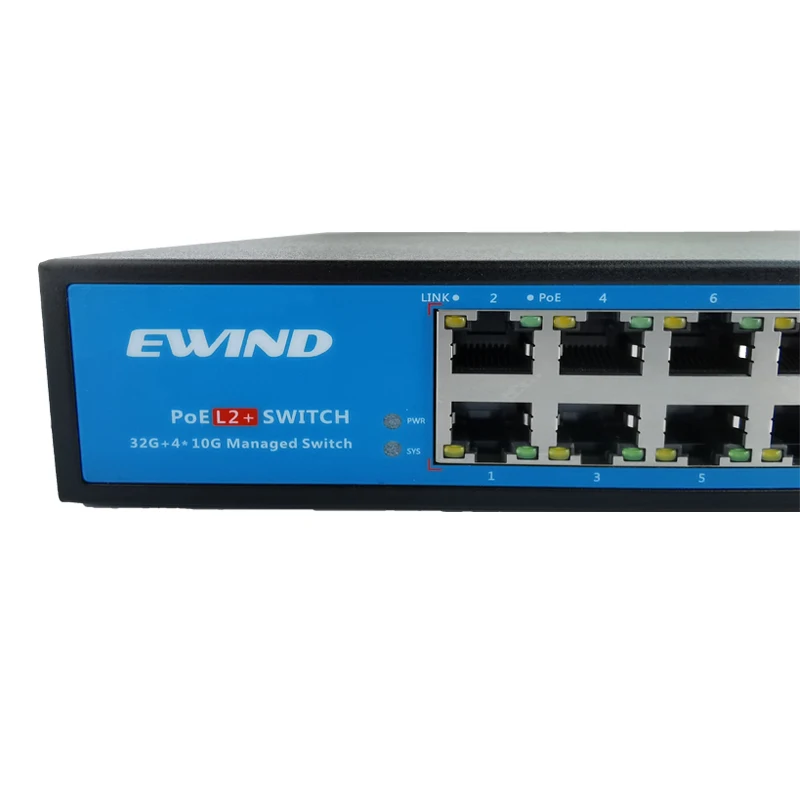 EWIND Managed POE Switch 24 10/100/1000M Ports Layer 3 Gigabit Ethernet Switch with 8 SFP Slot and 4 10G Uplink SFP+ Fiber Slot