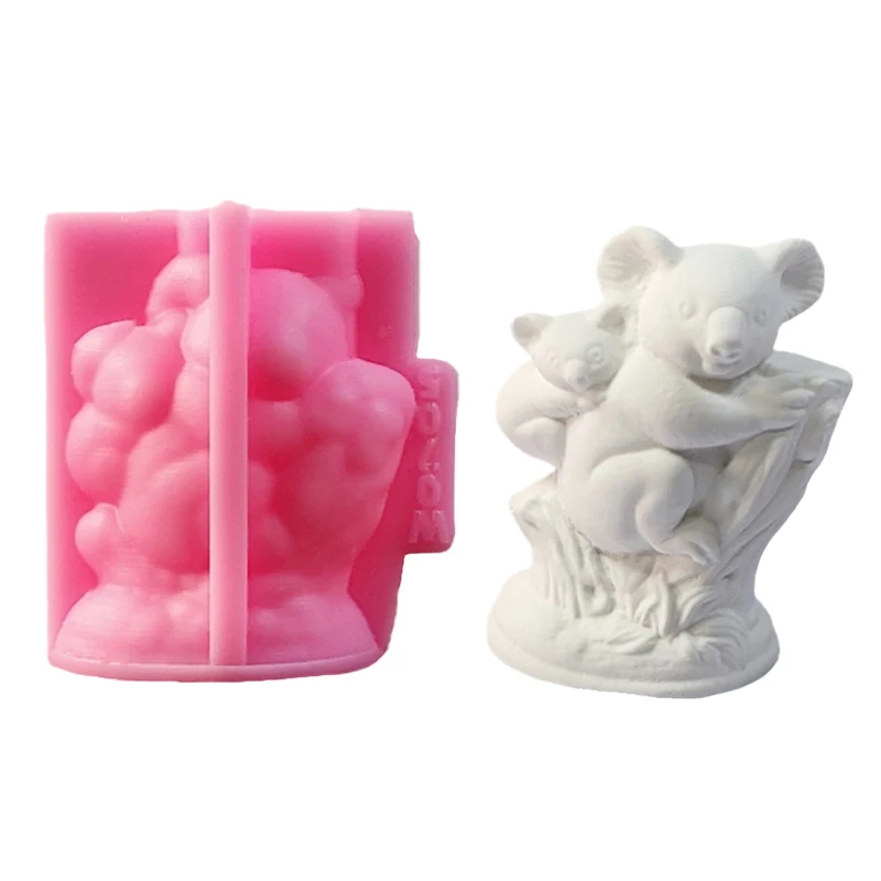 1 piece, koala mother and child fragrance candle silicone mold DIY gypsum ornaments hand-made creative decoration resin mold