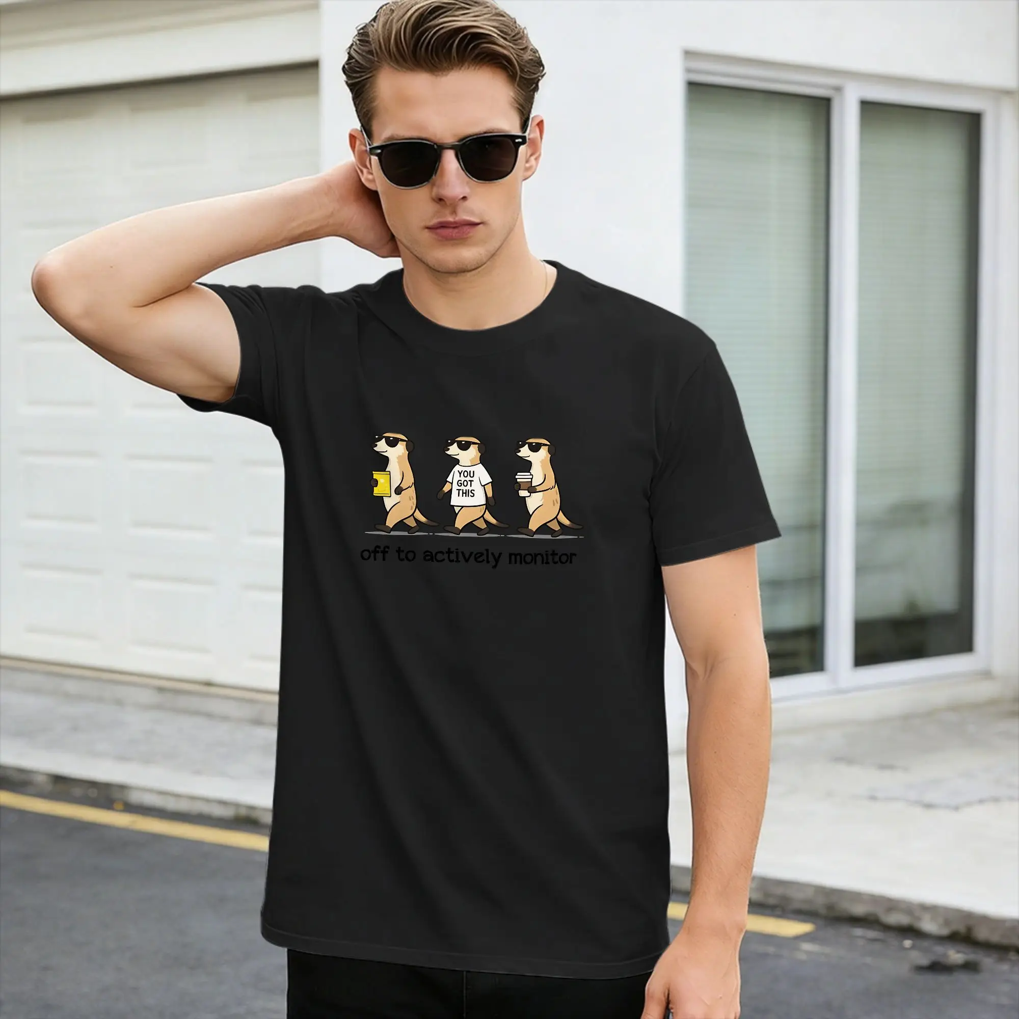Oversized T-Shirt Beach Off to Actively Monitor Fashion T-Shirts  100% Cotton Tee Shirt for Men Aesthetic Short Sleeve Tees,
