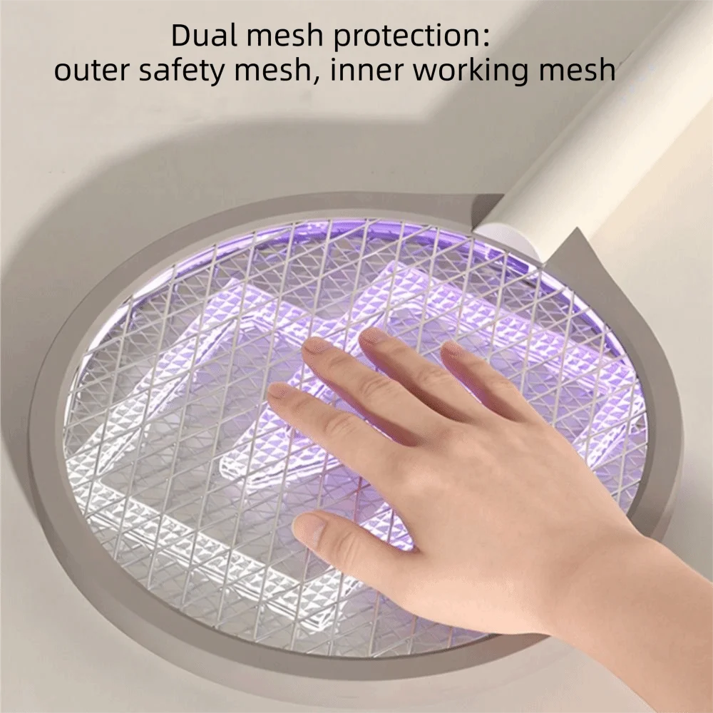 

USB Rechargeable Electric Mosquito Swatter Long Battery Life Safety Netting Mosquito Trap Upright Insects Racket Outdoor