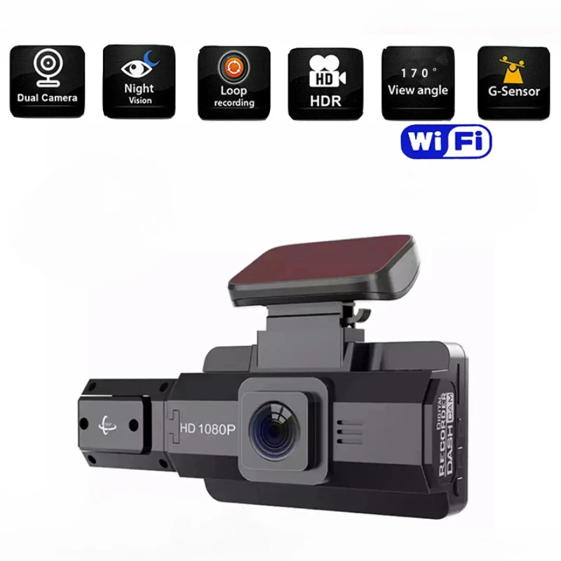 Dashcam Car Motion Detection Front Camera Record DUAL Dash Inside G-Sensor 170 ° Wide Angle Video Recorder 360° Lens Rotation