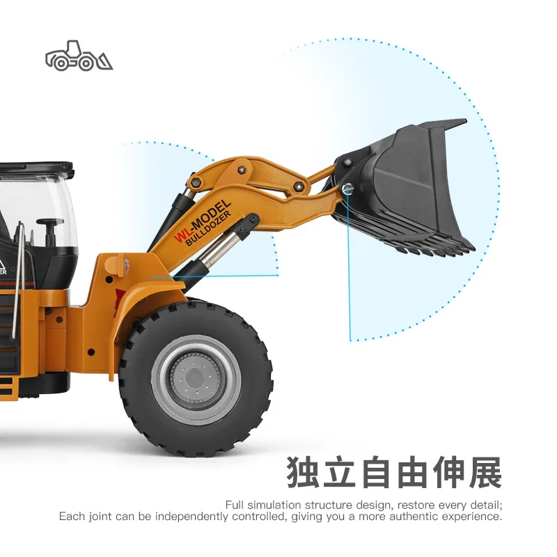 WLtoys 14800 2.4G 1:14 Simulation Remote Control Alloy Bulldozer With Light Remote Control Engineering Car Model Toys For Kids