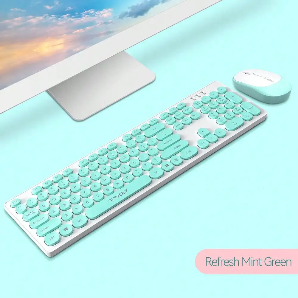 TF770 Keyboard and Mouse Set Wireless Office Business Macaron Chocolate Keyboard Mouse USB