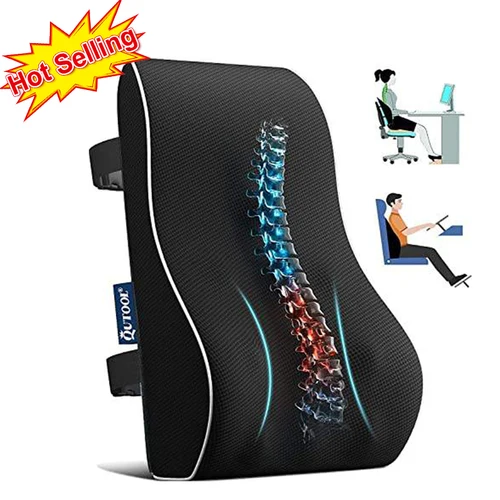 Almohada de soporte Lumbar de espuma viscoelástica para asiento de coche, cojín de cintura para aliviar el dolor de espalda, suave y cómodo para oficina, hogar y coche