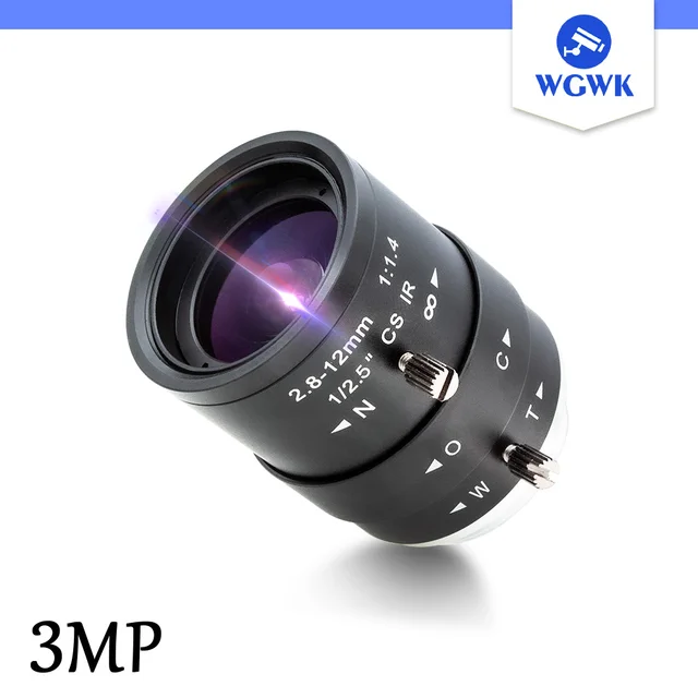 WGWK-C328-12A 3MP HD kamera telewizji przemysłowej obiektyw 2.8-12mm zmiennoogniskowa ręczna Zoom Focus dla przemysłowych kamer na podczerwień do nadzoru bezpieczeństwa Box
