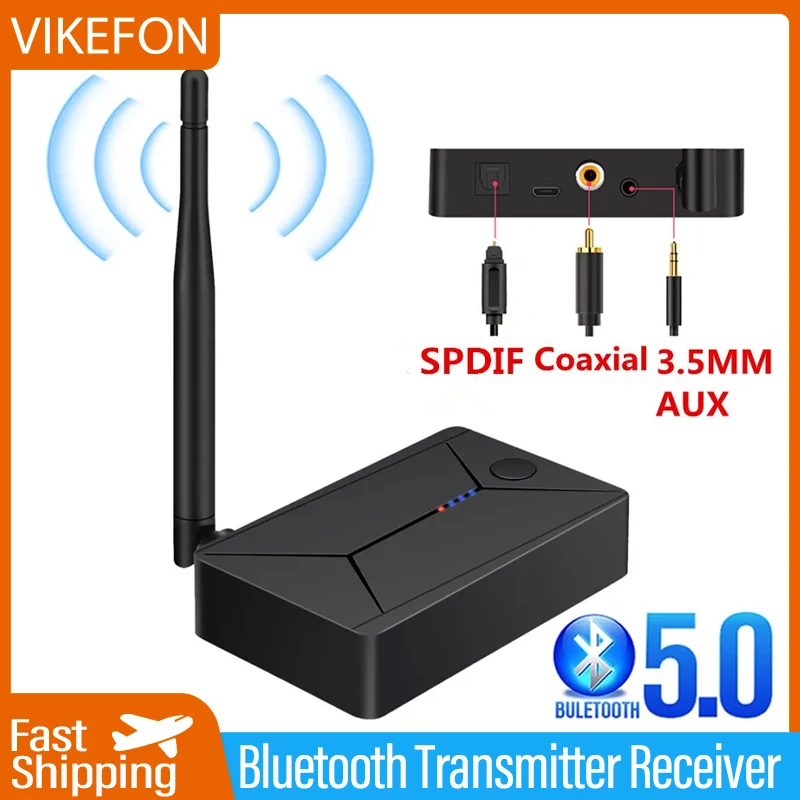 VIKEFON Optical Fiber SPDIF Bluetooth Adapter 3.5mm AUX RCA Stereo Wireless Bluetooth 5.0 Audio Transmitter For TV PC Headphone