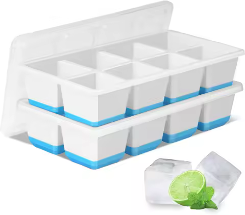 8Grid Large Ice Tray Mold with Lid Soft Bottom Silicone Easy to Release DIY Ice Maker Ice Cube Tray Cold Drink Cocktail Mold