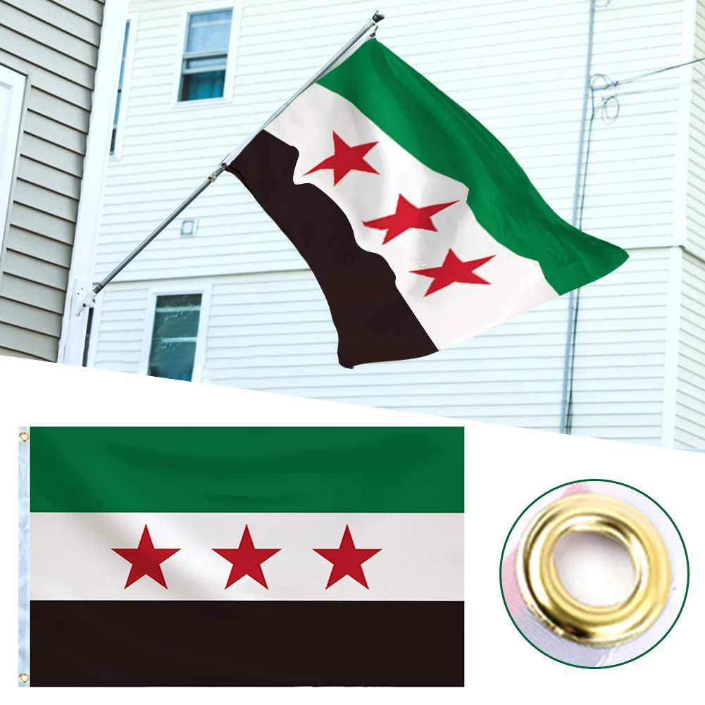 90*150cm Syrian Flag The Syrian National-Coalition Three Star Flag Decoration Meaningful Hotel School Outdoor Square-decoration