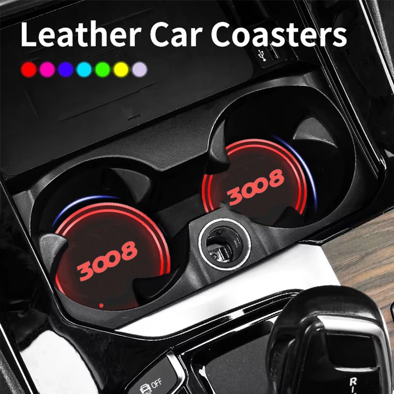 Brand new suitable For Peugeot 3008 car custom LED water coaster anti-skid pad car colorful modification atmosphere light