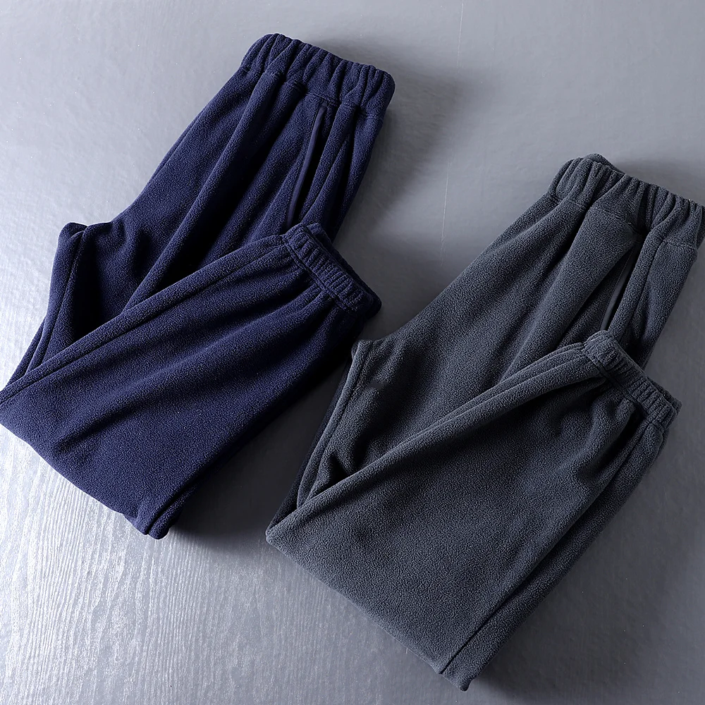 

Double-Sided Fce Lined Sports Casual Pants Warmth Retention Youth Faion mid Waist Straight Leg Long Pants Cuffed Sweatpants