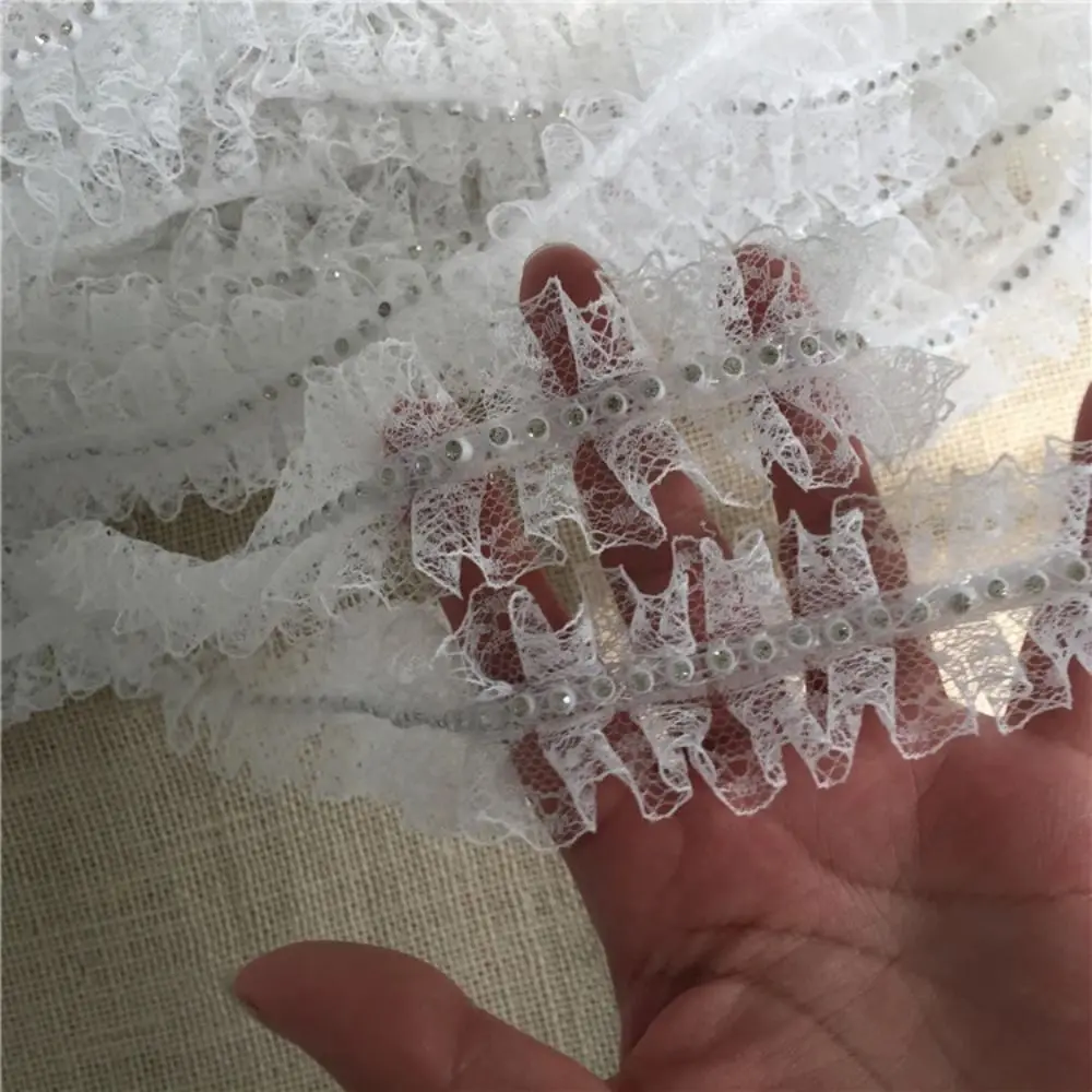 Stylish 4CM Wide Embroidered Trim Chiffon DIY Beaded Ribbons Trim Soft Texture Lace Applique Trim Sewing Supplies - view 2