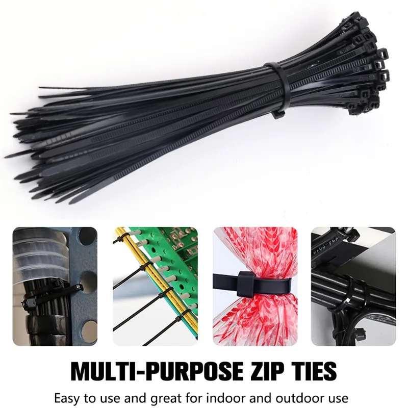 300-100Pc Ultra Strong Nylon Wire Ties Self-Locking Cable Management Adjustable Cables Fastening Loop Home Office Wire Zip Ties