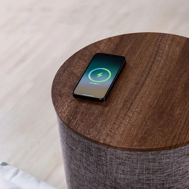 Creative Round Mini Side Table Smart Stereo Sound Tea Table Wooden Coffee Table with Wireless Charging Modern Coffee Table