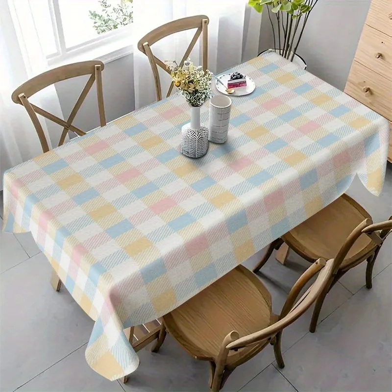 1pc Plaid Rectangular Tablecloth Colorful Spring/Summer Checkered Tablecloth Suitable for Kitchen Dining Heat and Washable Picni