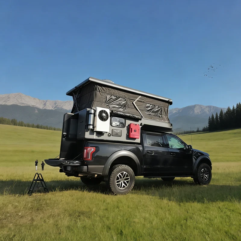 KQX Flexible Installation Outdoor Camping Comfortable Pickup Truck Bed Camper Travel Trailer for Full Size Truck Camping Caravan