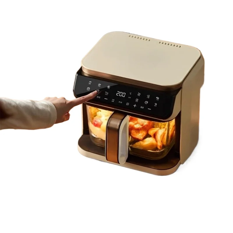 transparent visual household no-turn-over high boron glass liner water tender baking machine 6L air fryer
