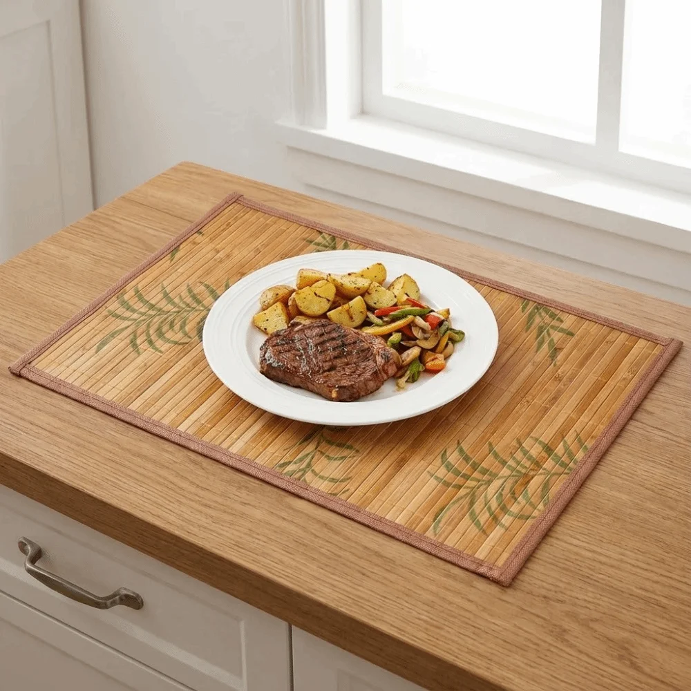 High Temperature Resistant Foldable Bamboo Placemat Simple Non-Slip Teacup Mat Reusable Multi-Functional Dining Table Mat Hotel